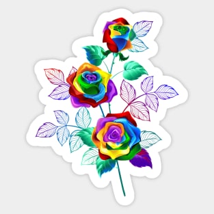 Branch with Rainbow Roses Sticker